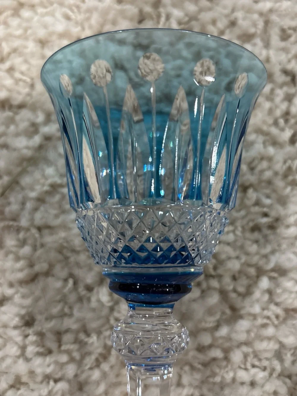 VTG Saint Louis Tommy Set of 3 Colored Crystal Cocktail Glasses Blue Red & Green